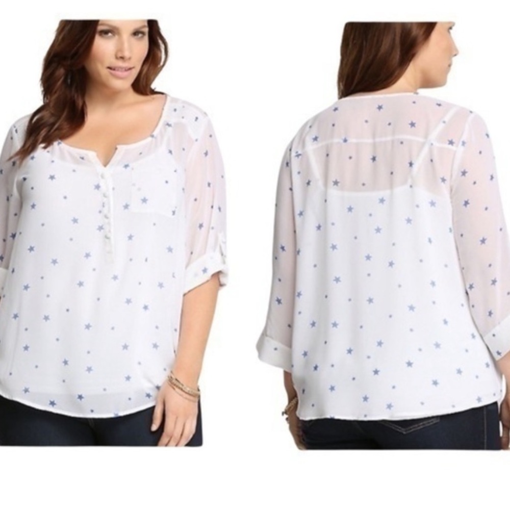 White sheer blouse with stars